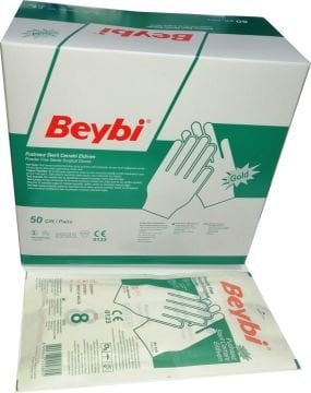 50 Çift - Steril Cerrahi Eldiven Pudrasız - No 8.0 Beybi Gold